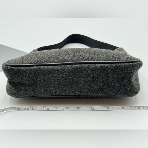 Prada - Authentic - Grey Wool & Black Leather Handbag - Picture 9 of 15